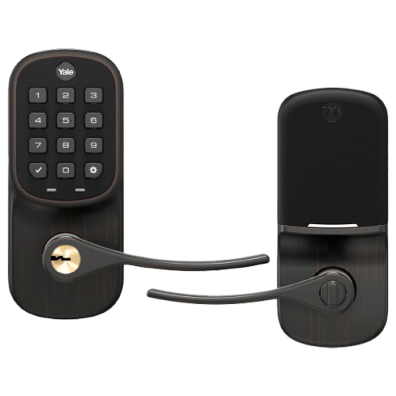 Yale Pushbutton Connected by August Lever - Oil Rubbed Bronze (Permanent)