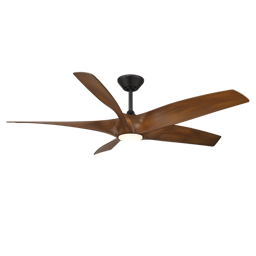 Modern Forms Zephyr 5 Ceiling Fan 62IN 4CCT (Matte Black/Distressed Koa)