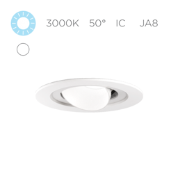 Micro R a F, 9W LED, 3000K 90+, 50º, Dif, Wh, Wh, Ic, Phase, 1%, NO Enc