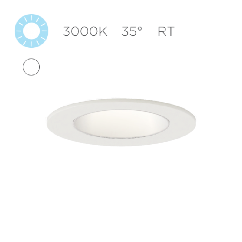 Micro R D F, 9W LED, 3000K 90+, 35º, Dif, Wh, Wh, Ret, Phase, 1%, NO Enc