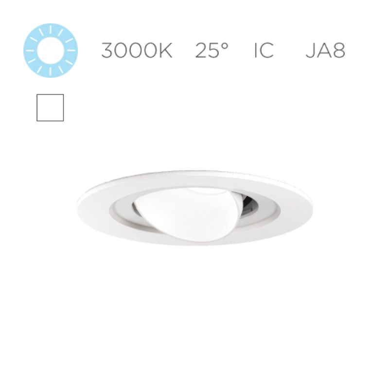Micro S a F, 9W LED, 3000K 90+, 25º, Dif, Wh, Wh, Ic, Phase, 1%, NO Enc