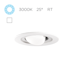 Micro S a F, 9W LED, 3000K 90+, 25º, Dif, Wh, Wh, Ret, Phase, 1%, NO Enc