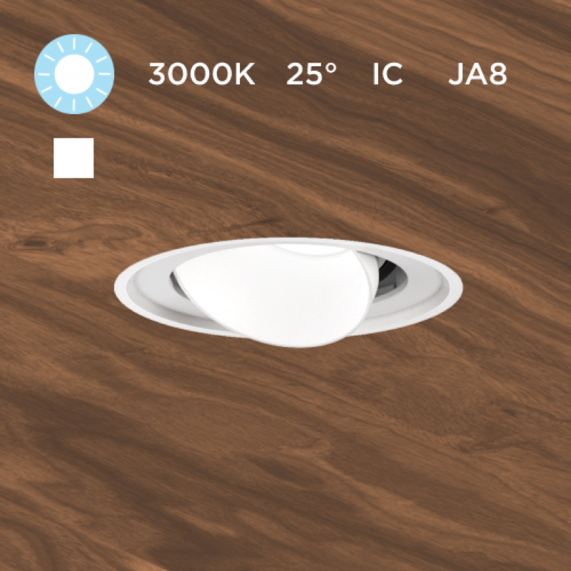 Micro S a M, 9W LED, 3000K 90+, 25º, Dif, Wh, Wh, Ic, Phase, 1%, NO Enc