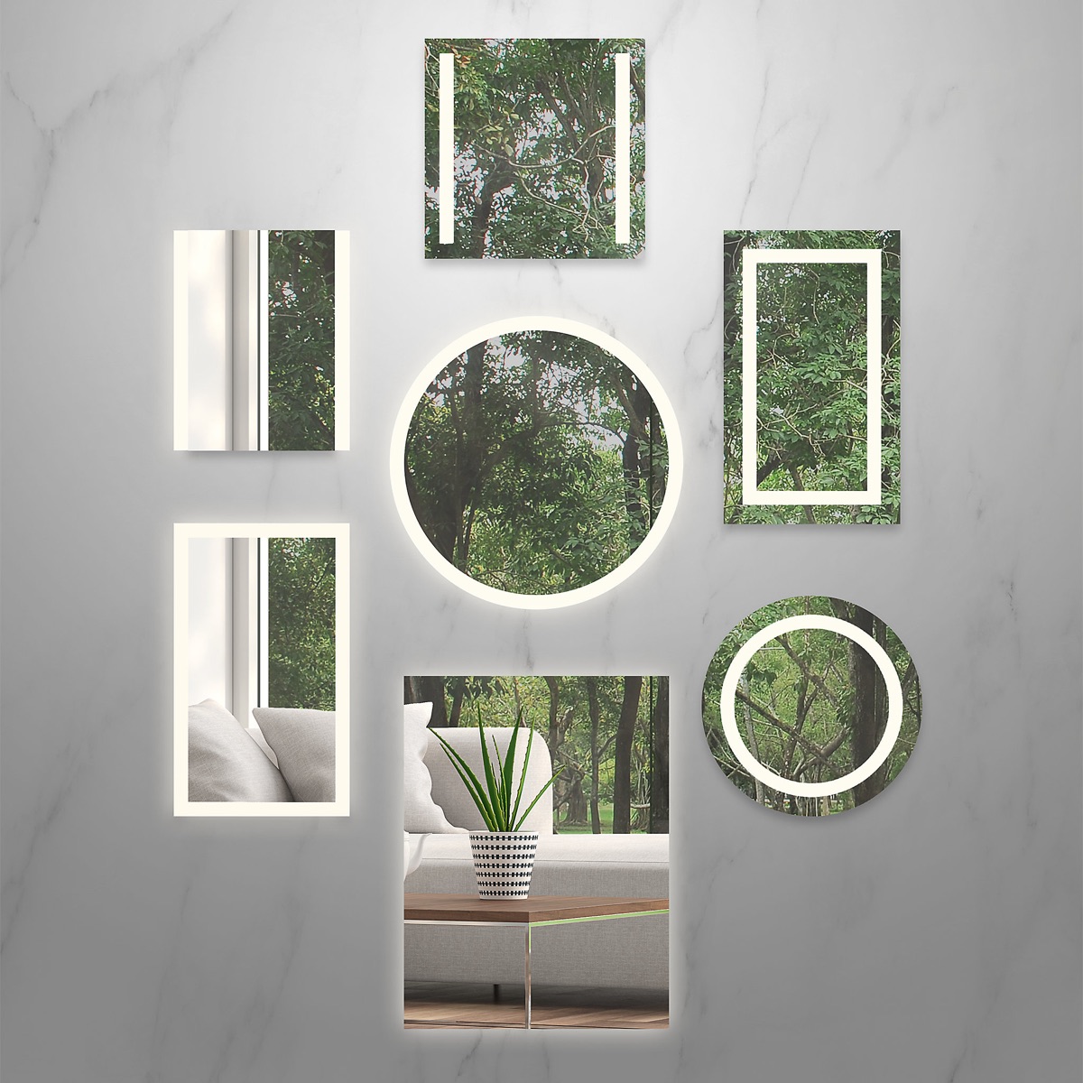 Core Lighted Mirrors, 36IN X 40IN, 2700K, Column Light Pattern