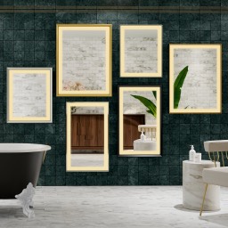 Framed Lighted Mirrors, 25IN X 31IN, Slim Museum Frame, Matte Black, 2700K