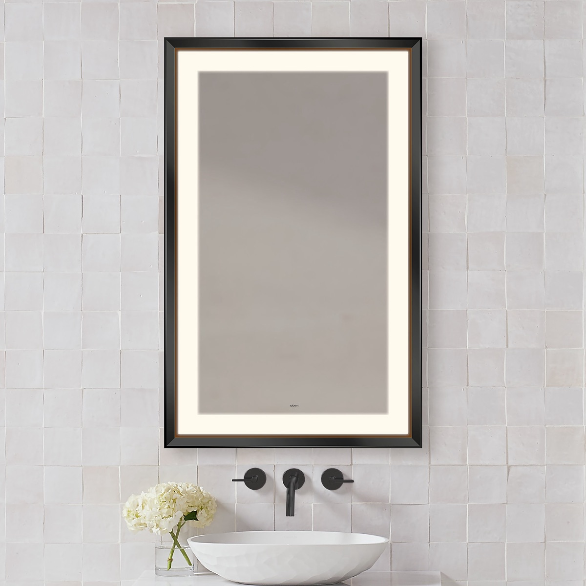 Framed Lighted Mirror, Chamfer Museum Frame, Title 24